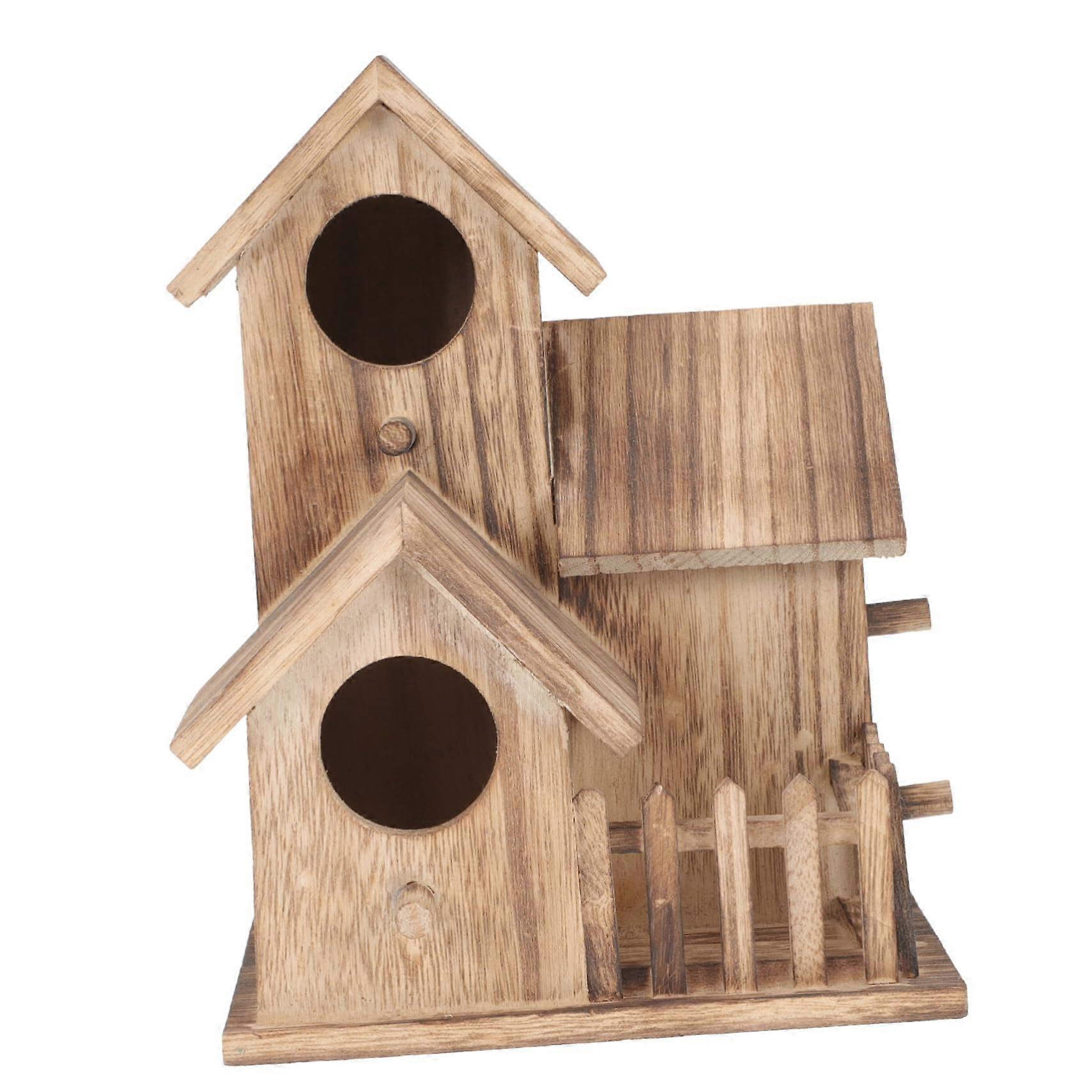 Hanging Parakeet Nest Box, Wooden Budgie Nesting Box For Garden, Outdoor Birdhouse, Rustic Style Nest Hut