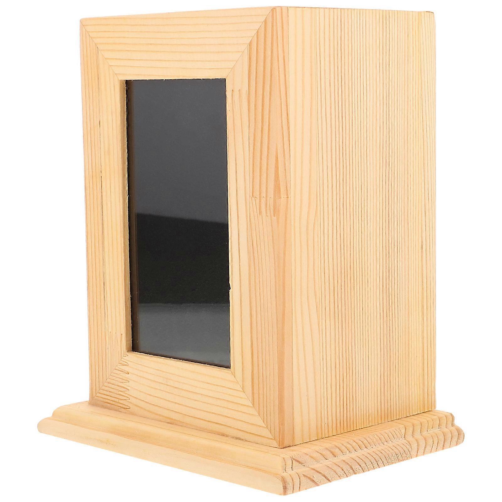 Bamboo Pet Urn with Photo Frame for Storing Ashes Handmade from Durable Material Khaki Small Size
