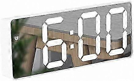 LED Alarm Clock with Mirror Display, Digital Clock Featuring Date, Temperature, Snooze, Dual Alarms, and USB Charging Port, Ideal for Travel, Bedroom,