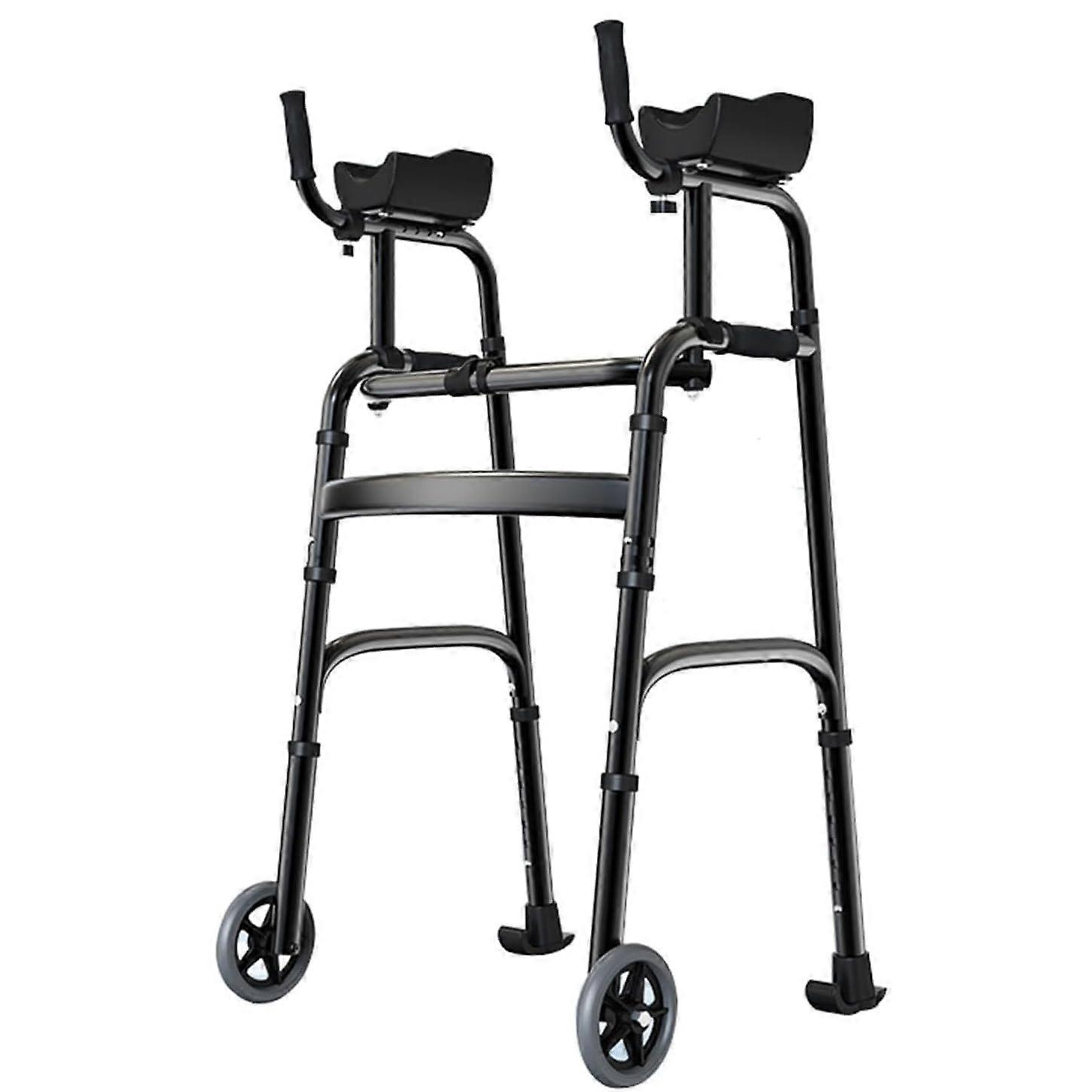 Foldable standard walker with armrest, walker with front wheels, rehabilitation walking aid