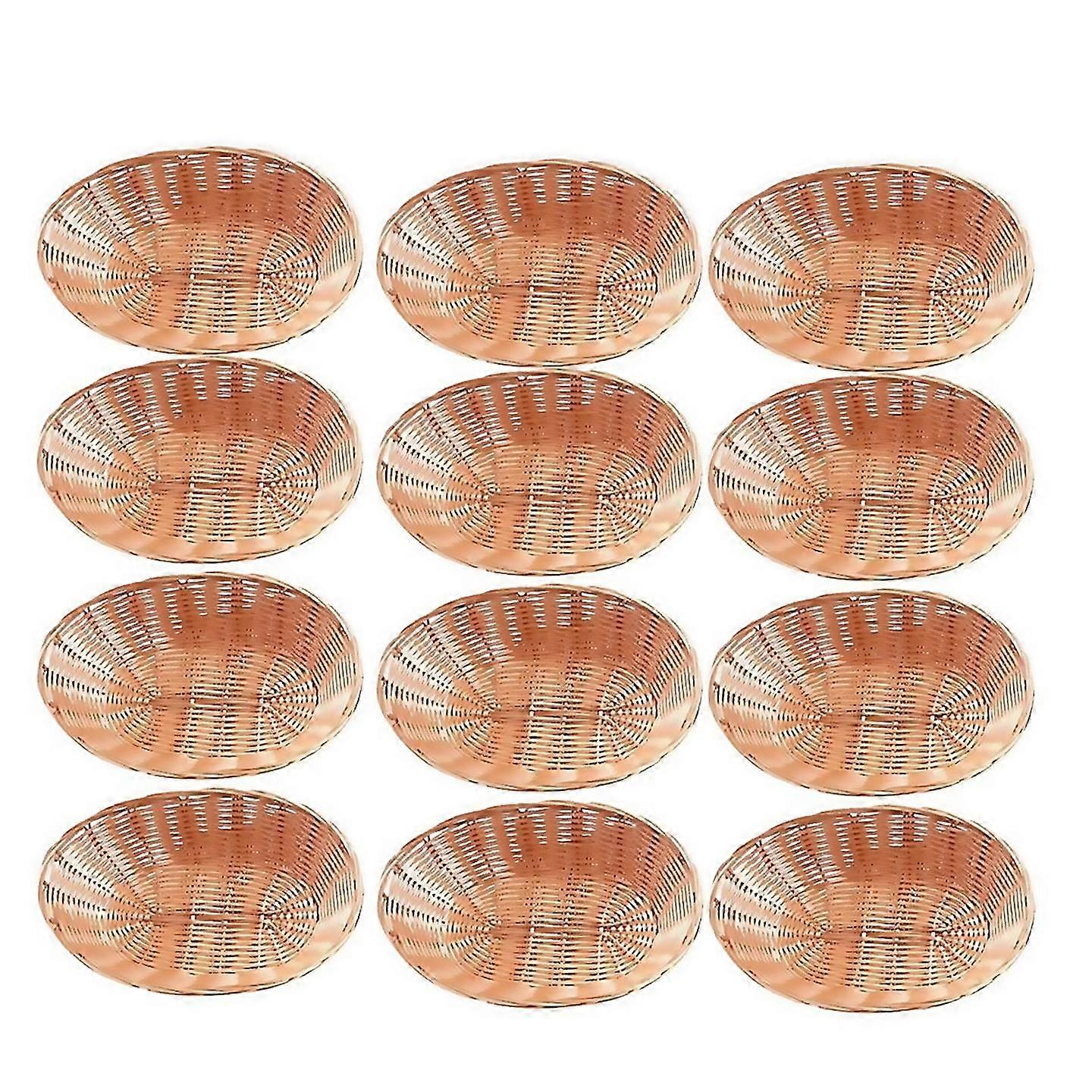 12 Pack Plastic Oval Basket Empty Bread Basket Food Storage Basket Bulkplastic Wicker Baskets Bin