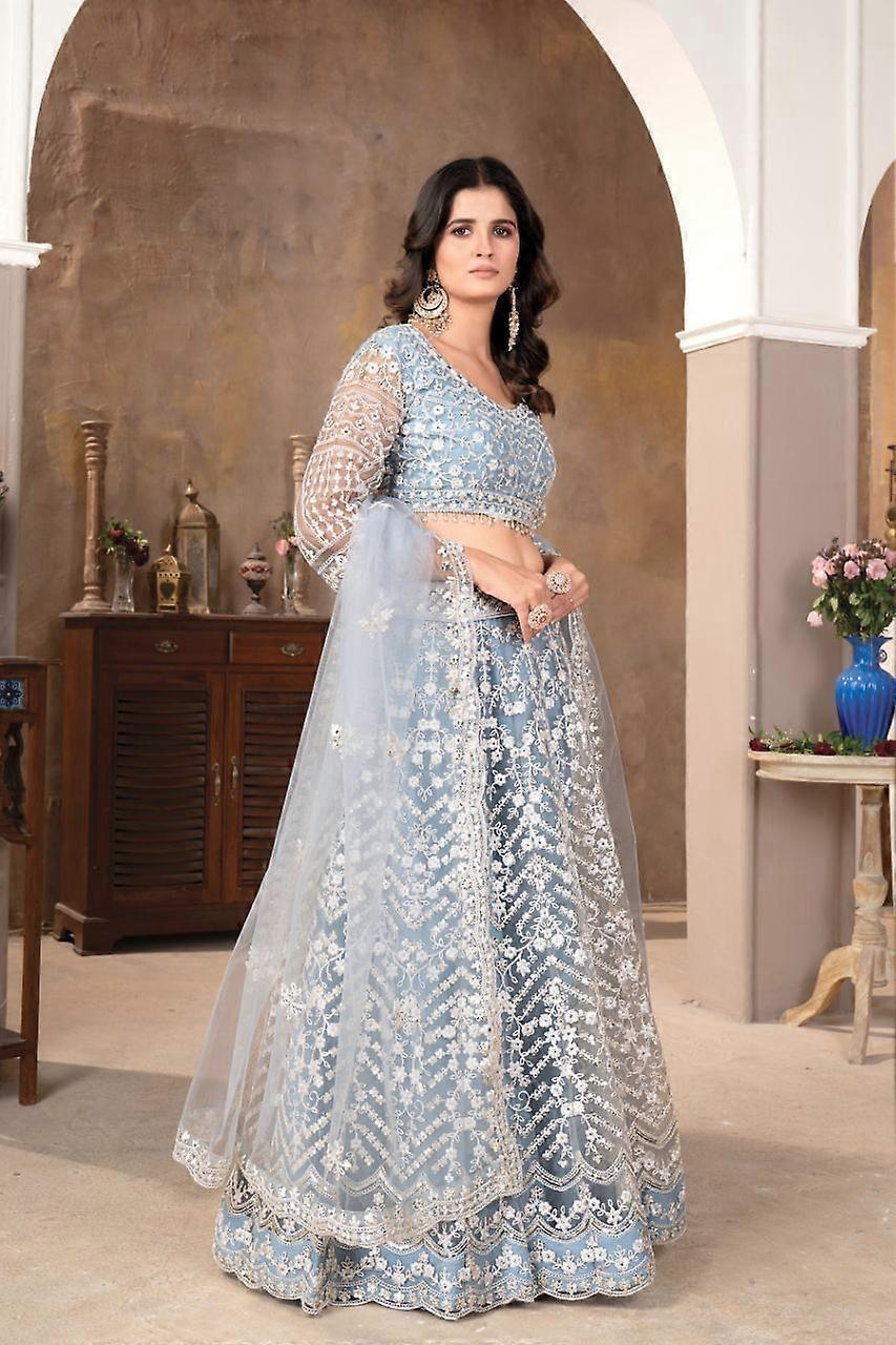 Fab Zone 女装设计师派对服装 Lehenga Choli 与美丽的序列作品