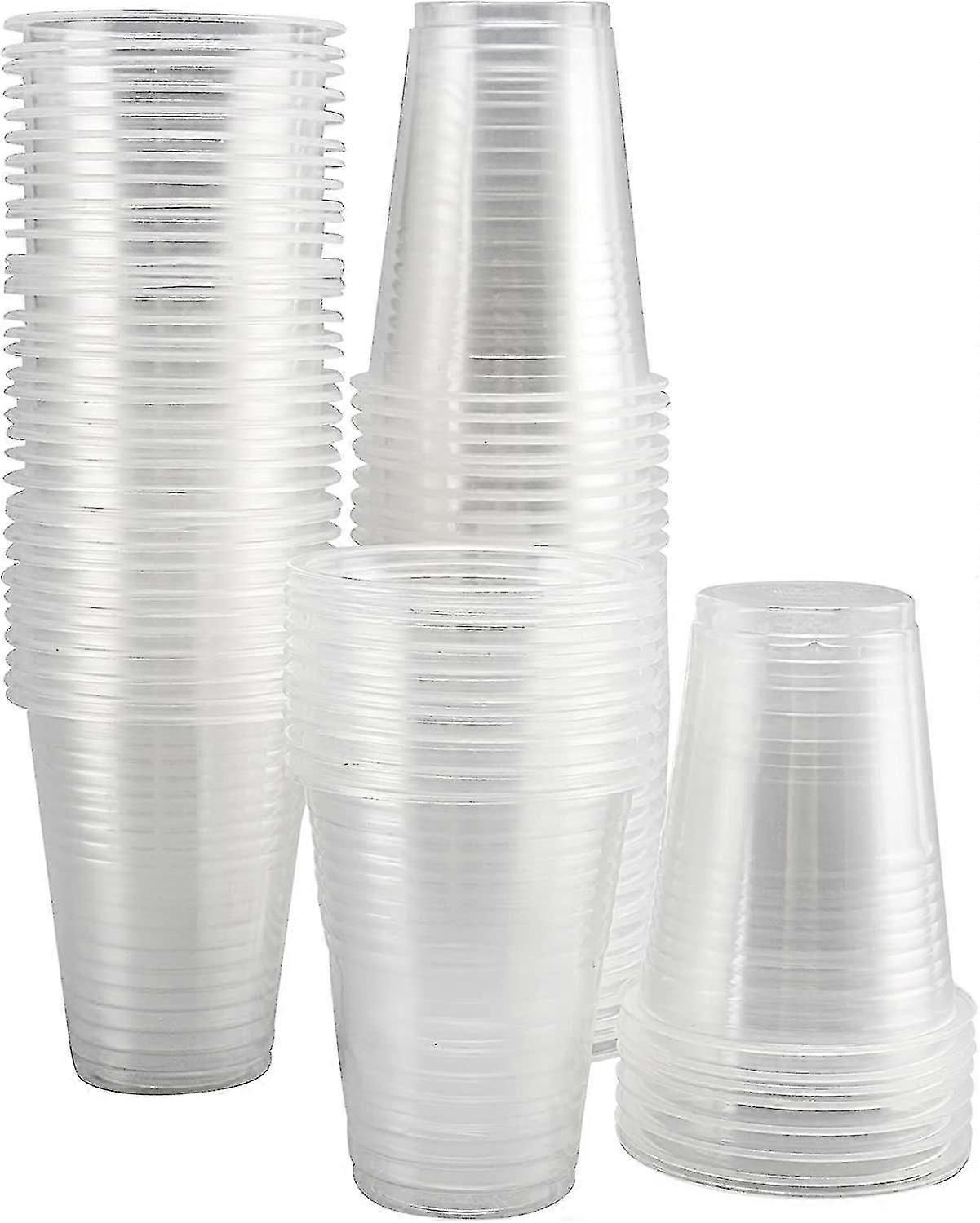 100 Clear Disposable Plastic Cups for Parties, Picnics and Office Use