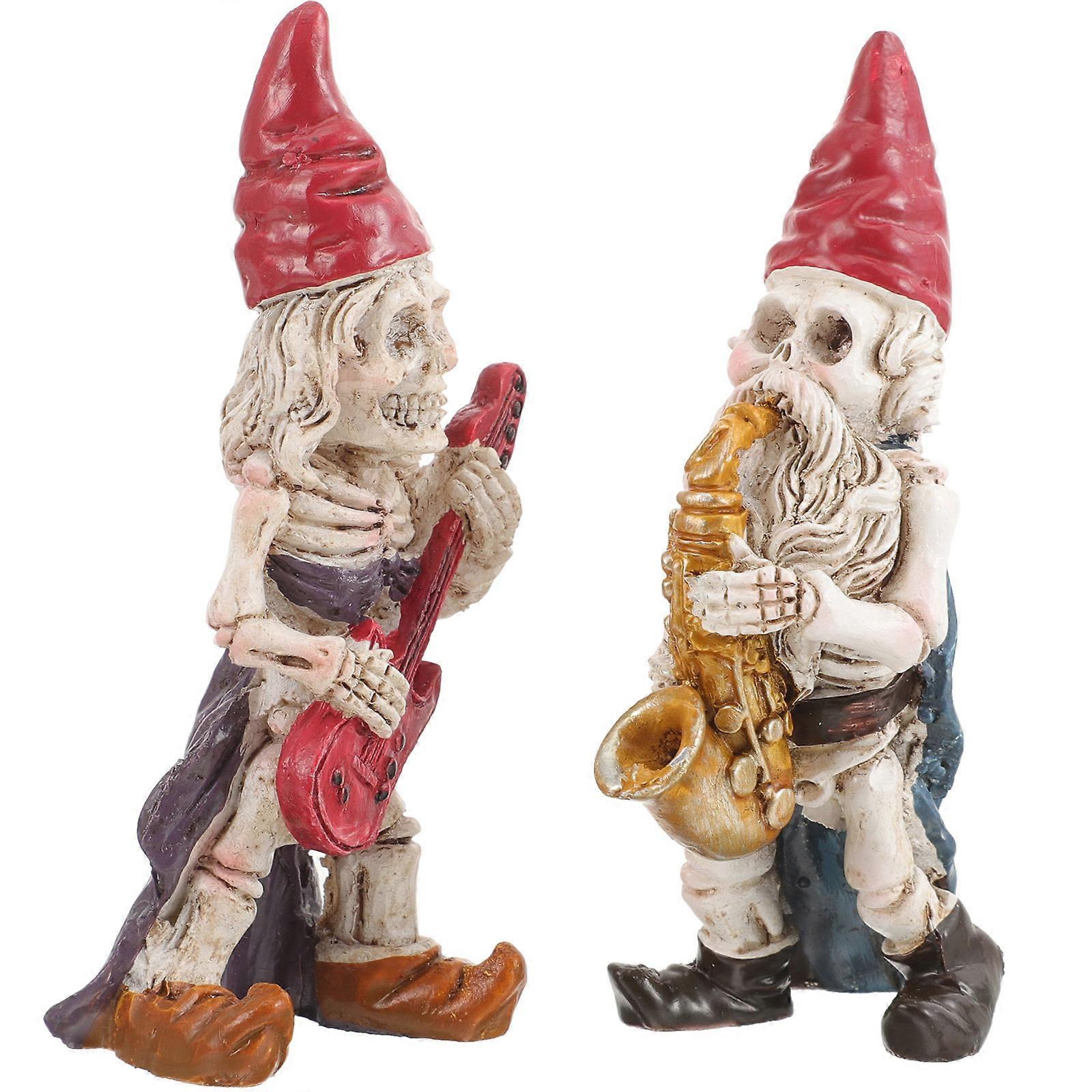 Garden Gnome Skeleton Statue for Decoration Resin Made Lightweight and Durable Assorted Color Fits Aquarium and Garden 2 pcs