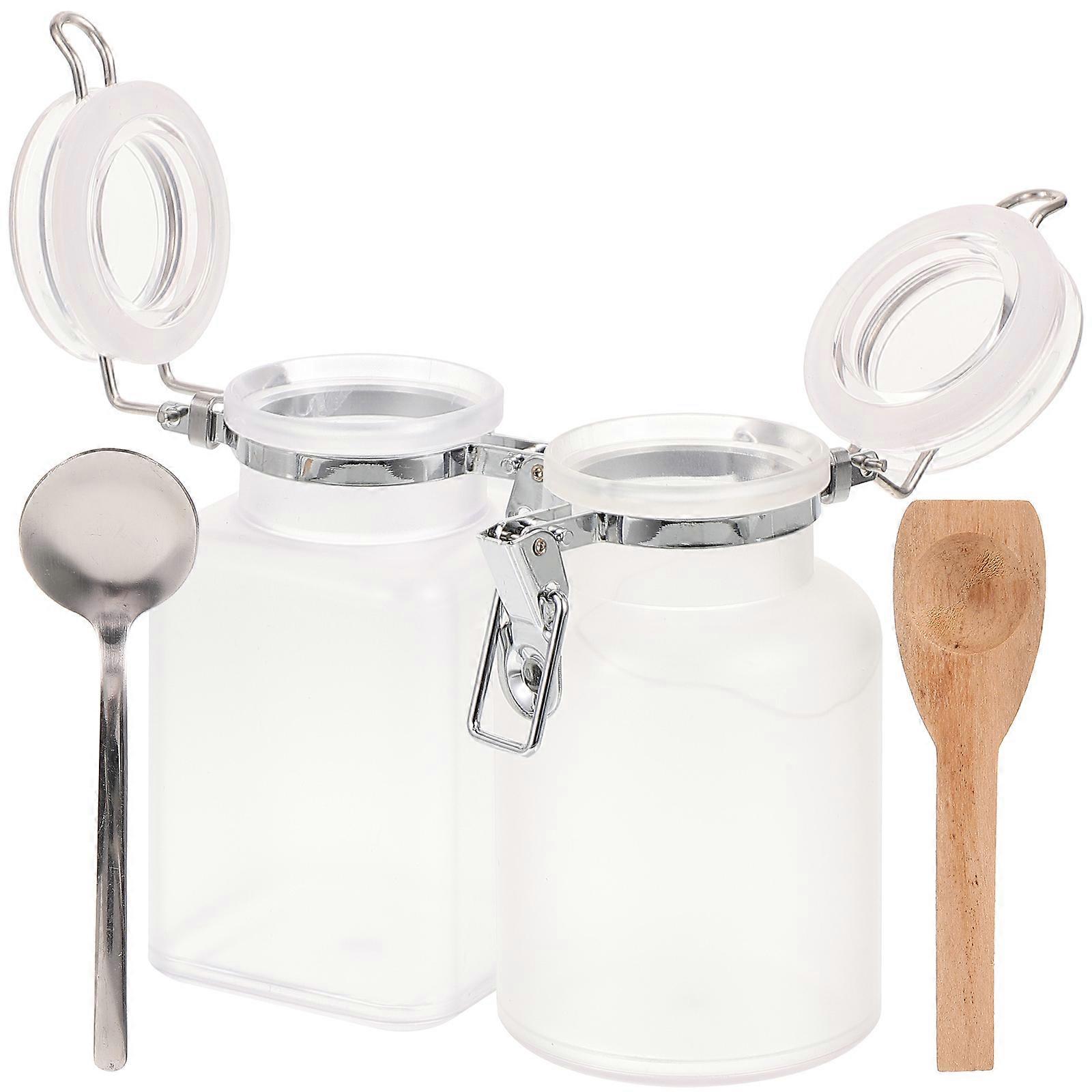 2 Sets Storage Bottles Mask Bottles Sub Packaging Bottles with Spoon