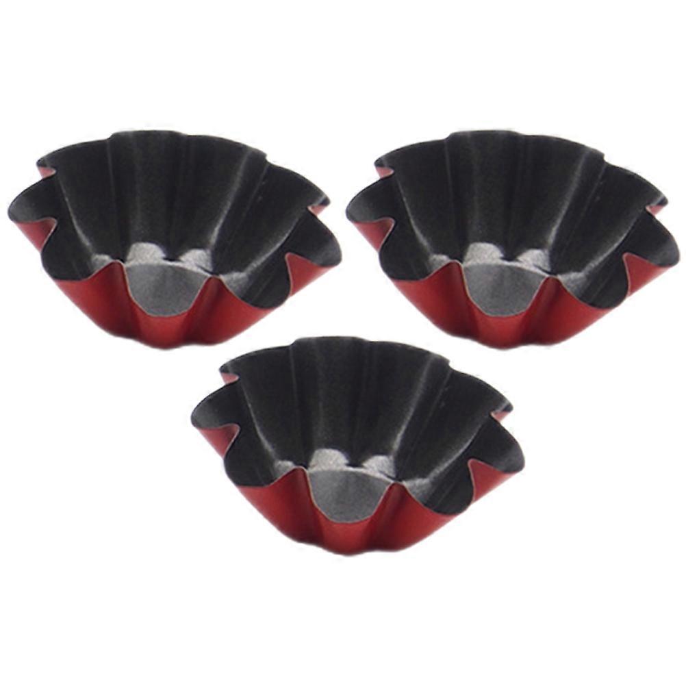 3pcs Reusable Carbon Steel Egg Tart Moulds, High Temperature Resistant Baking Cups for Cupcakes, Pies, Puddings, Easy to Clean, Compact Design for