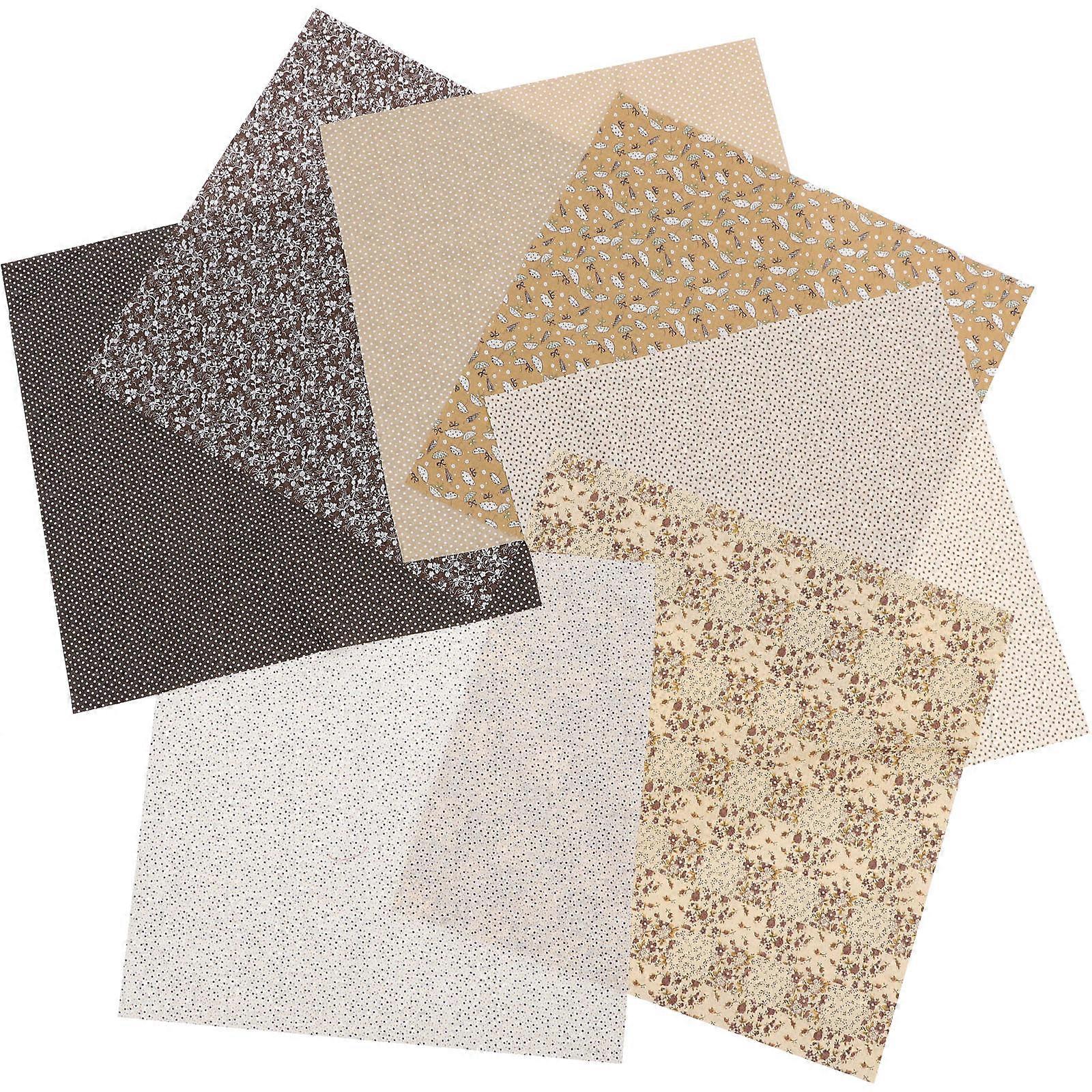 7Pcs Cotton Fabric Squares Quilting Supplies For Handicraft Enthusiasts In Coffee Color With Elegant Appearance