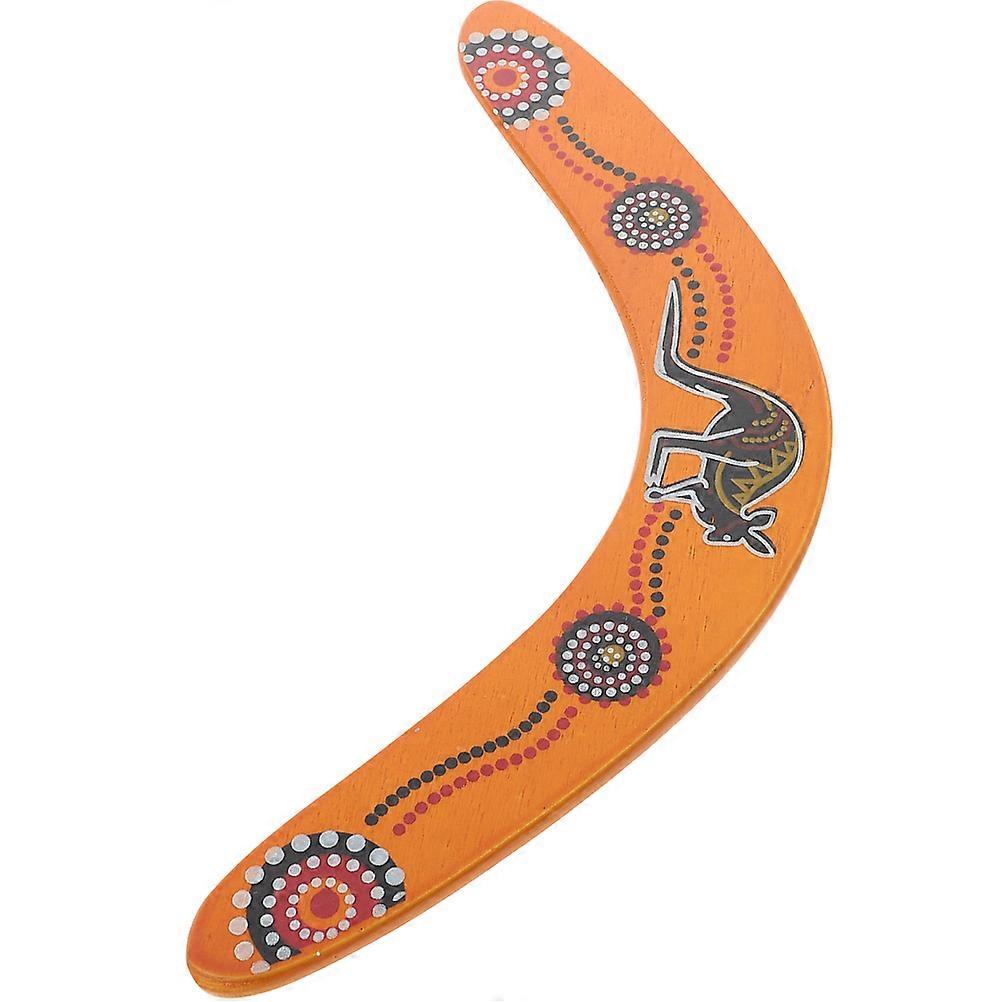 Flying Toy For Outdoor Activities 33x13cm Orange Wooden Throw And Catch 1Set For Children And Families