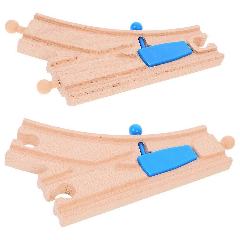 Wooden Train Track Switch Set Compatible with Major Brands, Curved Track Accessories for Creative Layouts, Safe Design for Imaginative Play and