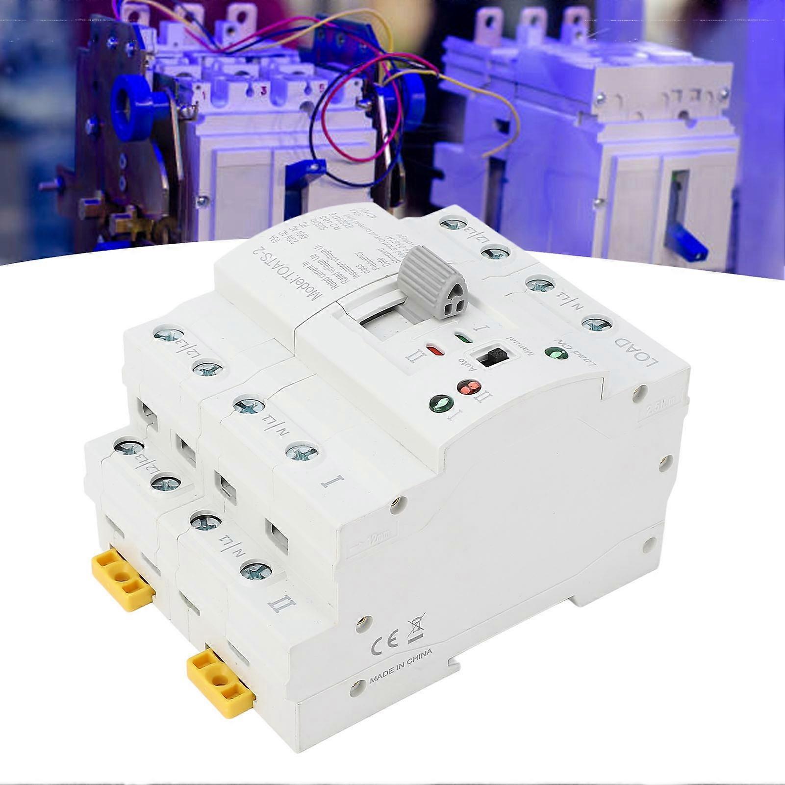 Dual Power Automatic Transfer Switch 4P Generator Transfer Changeover Switch 32A for Control 110V AC 