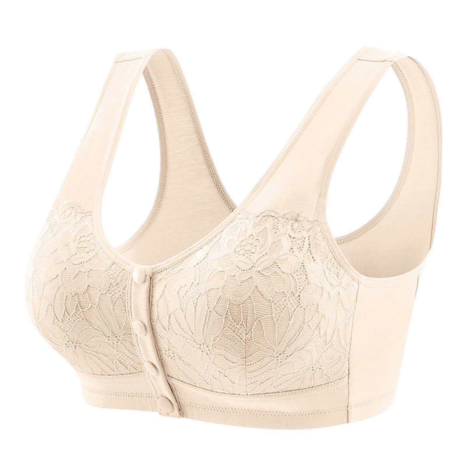Lace Bra with Front Closure Women's Without Underwire Thin Comfortable Push Up Bra