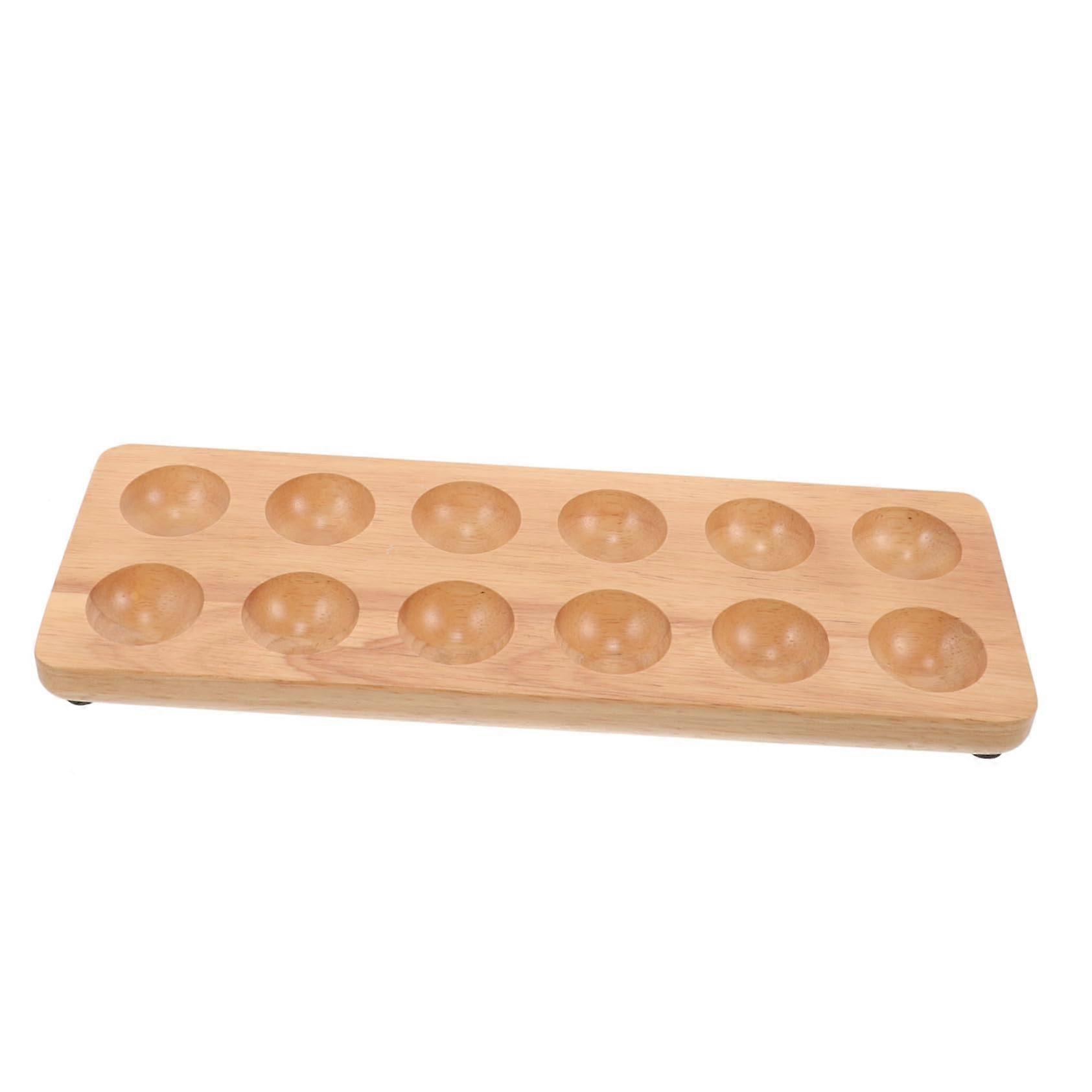 Wooden egg tray with holes  
Sturdy egg holder for refrigerator and countertop  
Spacesaving egg storage tray for refrigerator
