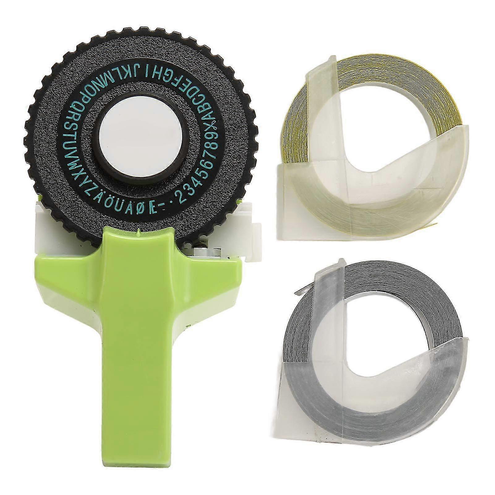 Green Embossed Label Printer - Ergonomic Portable Label Maker with Ribbons for Easy Operation & DIY Crafts