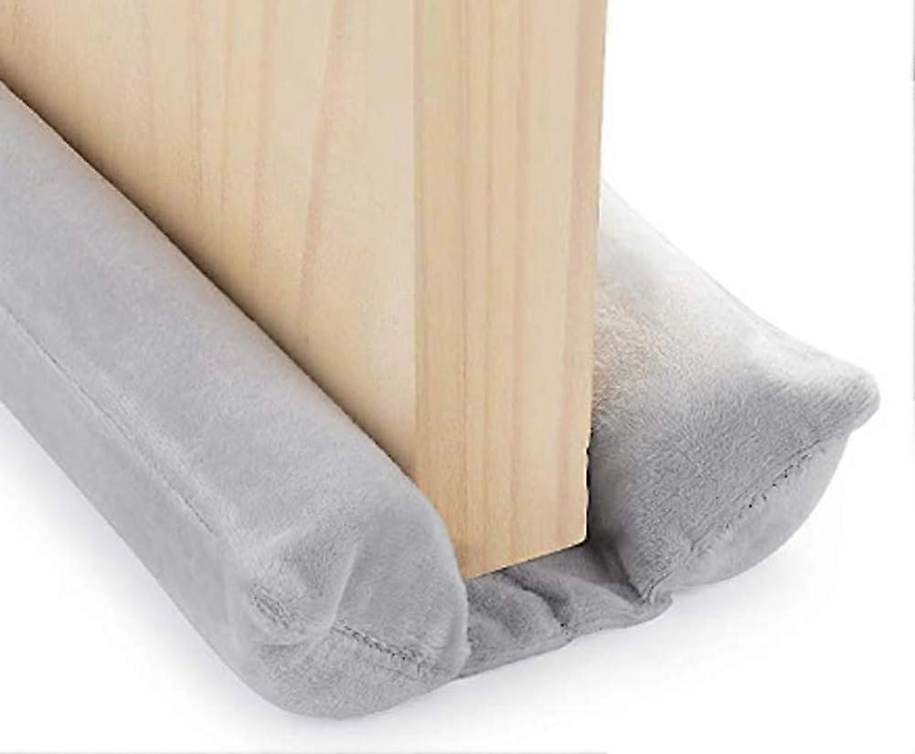 Double-Sided Door Draft Stopper for Bottom of Door, Washable, Soundproof and Windproof, Gray
