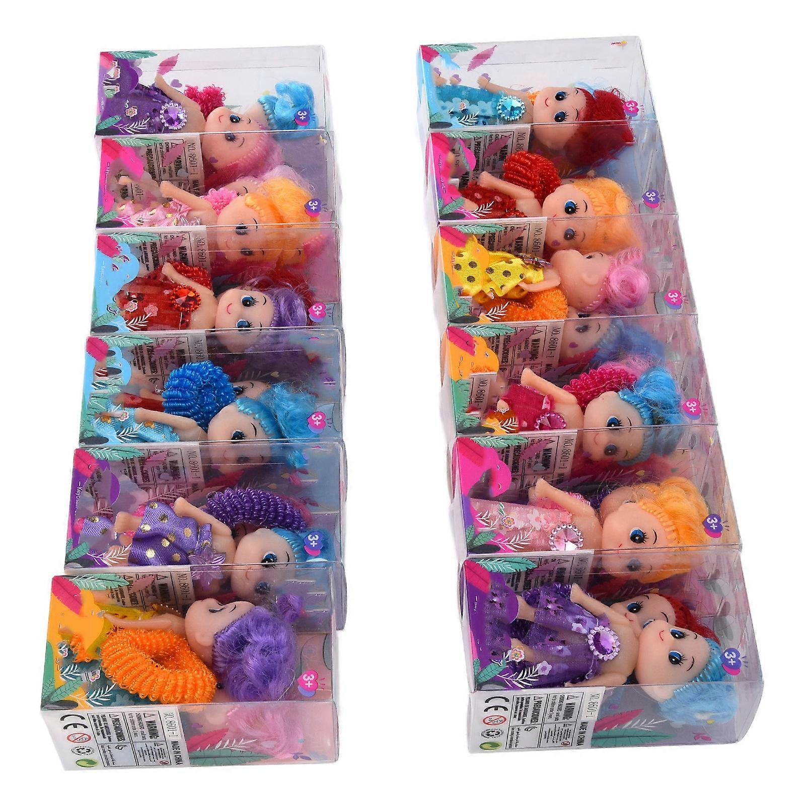 24pcs Mini PVC Doll with Decorative Ring, 7x4cm, Colors