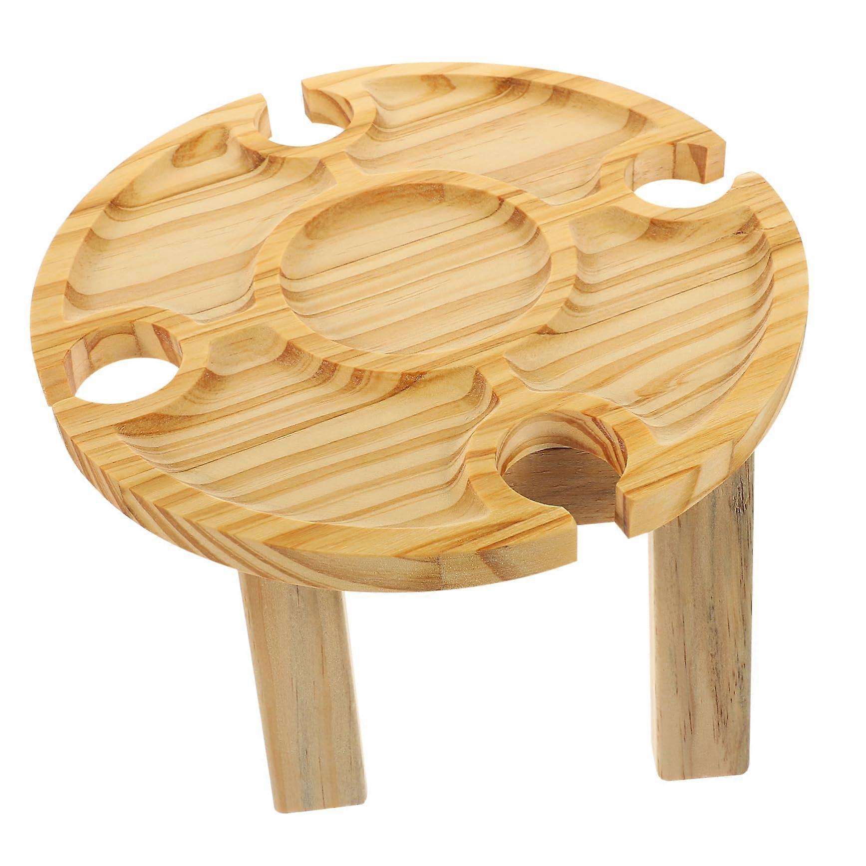 Portable Wine Table Outdoor Picnics Folding Beach Table For Camping And Events Durable Design Premium Wood Accessory