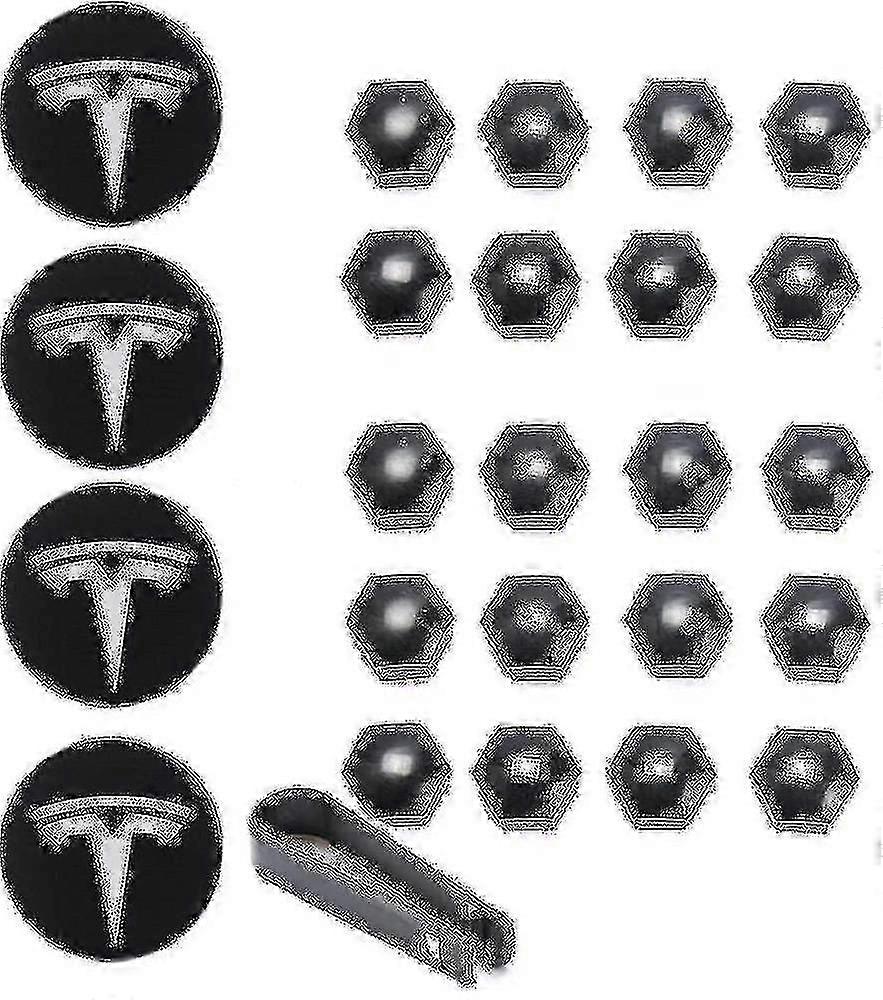 Tesla Model 3 Wheel Cover Kit με κεντρικά καπάκια &; καπάκια μπουλονιού - Μαύρο, Κόκκινο, Λευκό, Γκρι, Περιλαμβάνει 4 κεντρικά καπάκια &; 20 καπάκια παξιμαδιών