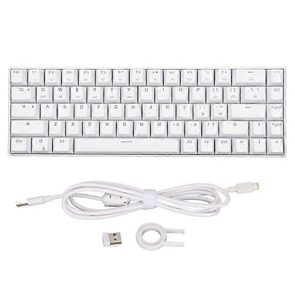 Wireless 2.4G Mechanical Keyboard White 68 Keys Fast Response Wireless Gaming Keyboard Brown Switches