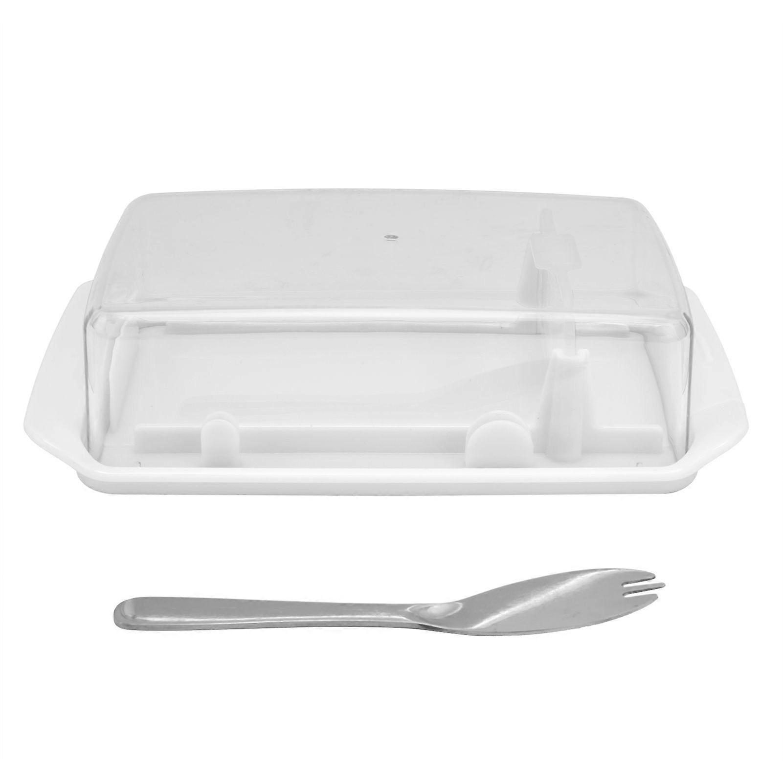 Rectangular Butter Cutting Box Multipurpose FreshnessKeeping Storage Box for Home Kitchen Restaurant(White )