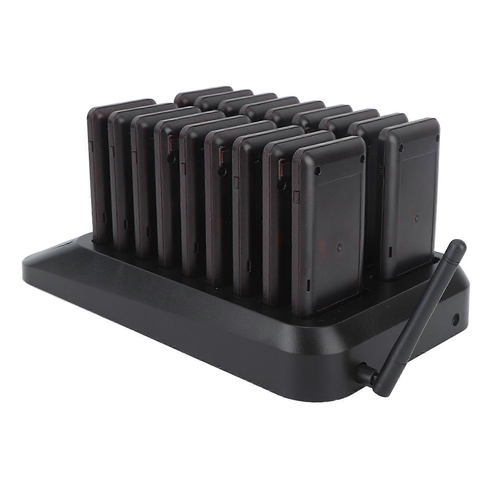Wireless Restaurant Pager System Matte Black 18 Extensions 105x53x12mm