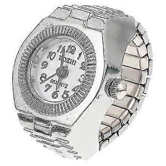 2,5 x 2,5 cm weibliche Uhren 1 Stück kreative elastische Fingerringuhr Runde Quarzuhr Ringförmige Uhr
