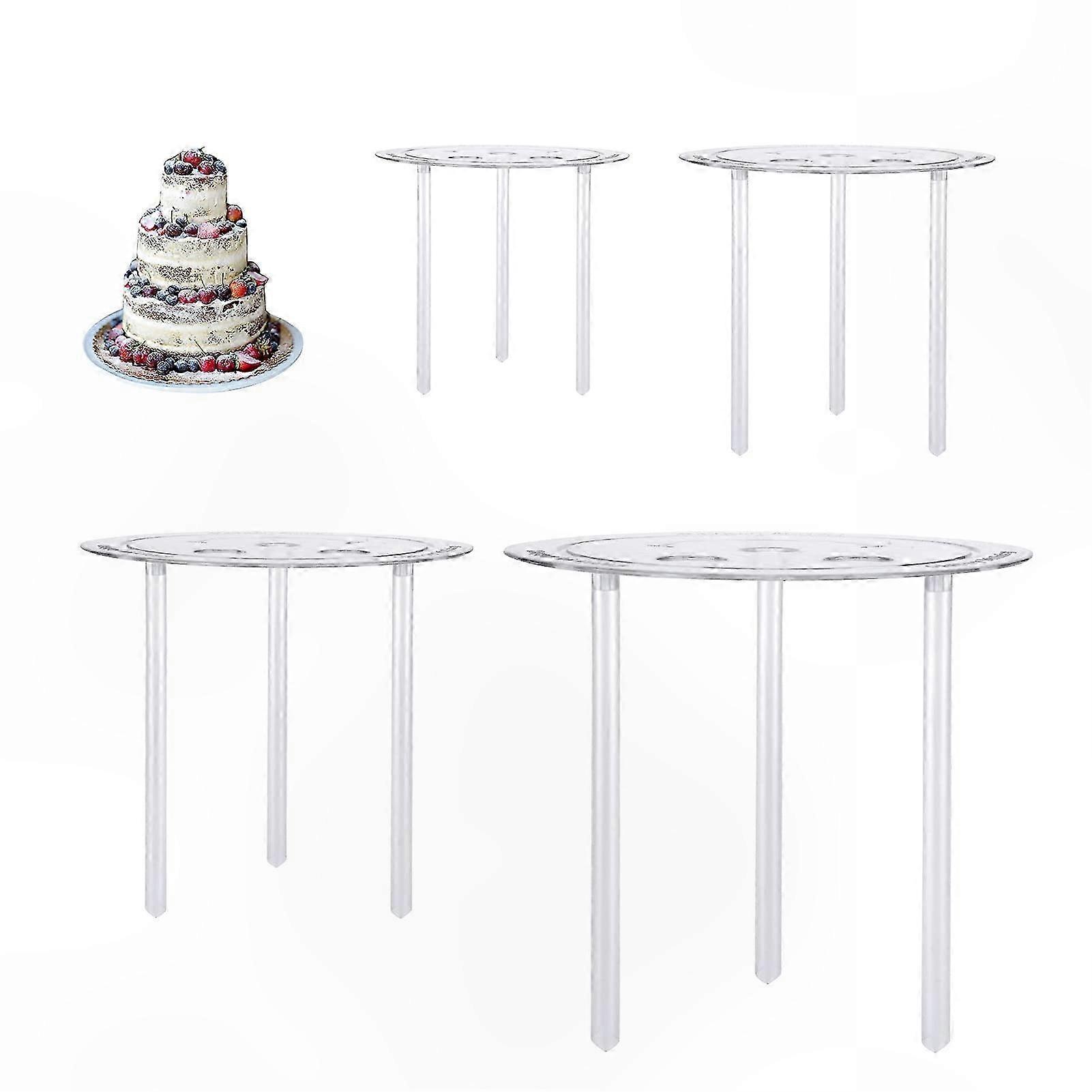 4-Tier Cake Support Set with 12 Dowels and Separator Plates for Multi-Layer Cakes