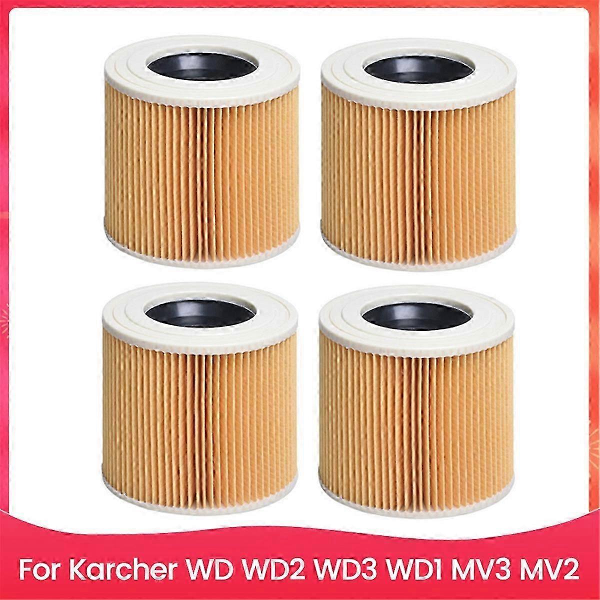 4PCS Wet and Dry Vacuum Cleaner Filter Replacement for Karcher WD WD2 WD3 WD1 MV3 MV2 Household Clea