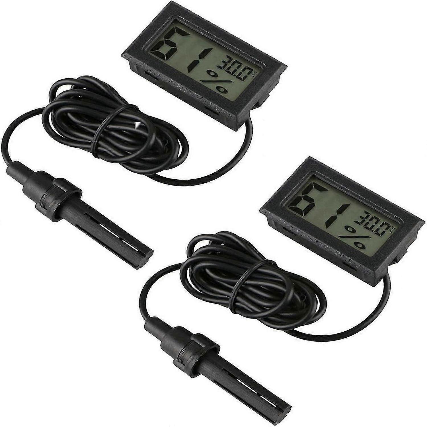 Hygrometer Thermometer Mini Probe Thermometers for Reptile Incubator (2 Pack)