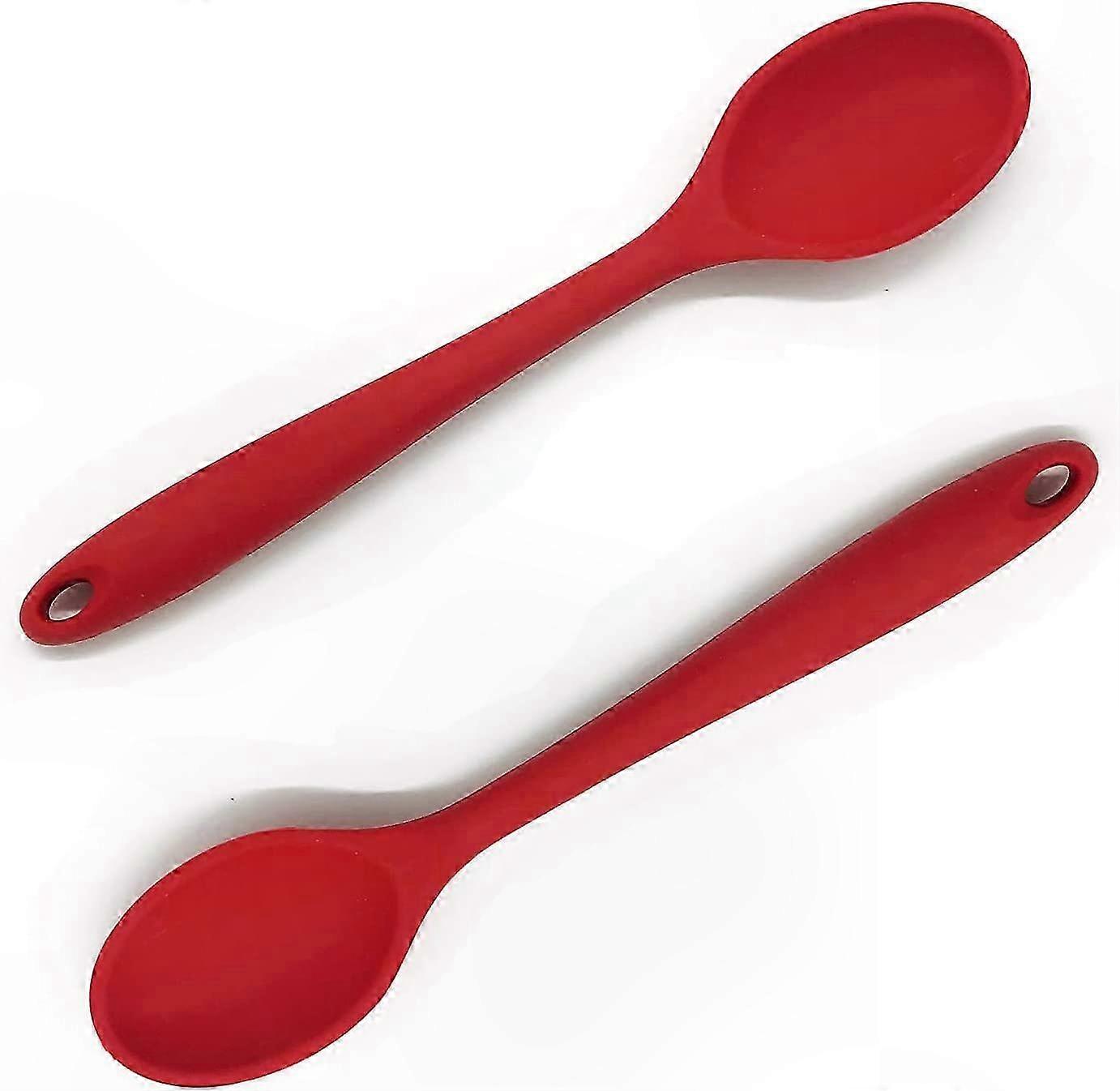 Silicone Cooking Utensils Set, 2-Pack Non-Stick Mixing Spoons for Baking, Stirring, and Serving饭菜