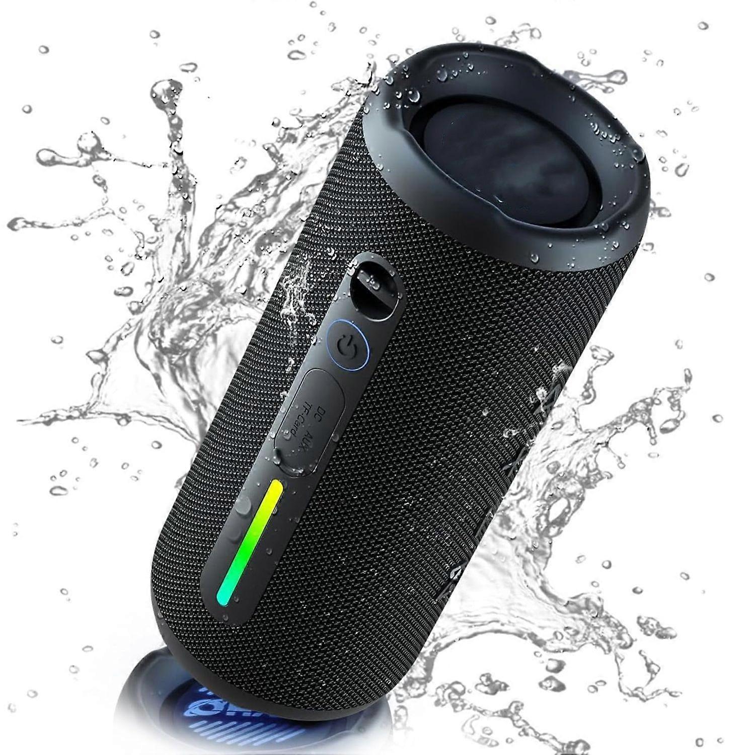 Portable Bluetooth Speaker, Wireless Speaker with 24W Loud Stereo Sound, Active Extra Bass, IPX7 Waterproof, BT5.3, RGB Lights, Dual Pairing, AUX&TF-C