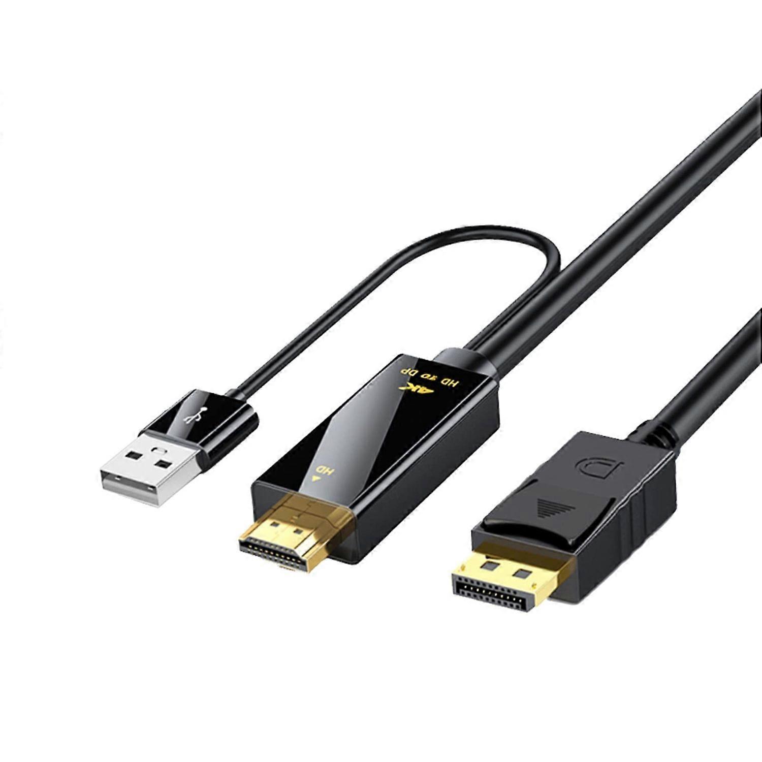 HDMI to DisplayPort (DP) Adapter 6FT, HDMI to DP Adapter Cable 4K@60Hz for Computer, Xbox, NS (Male to Male)(Black)