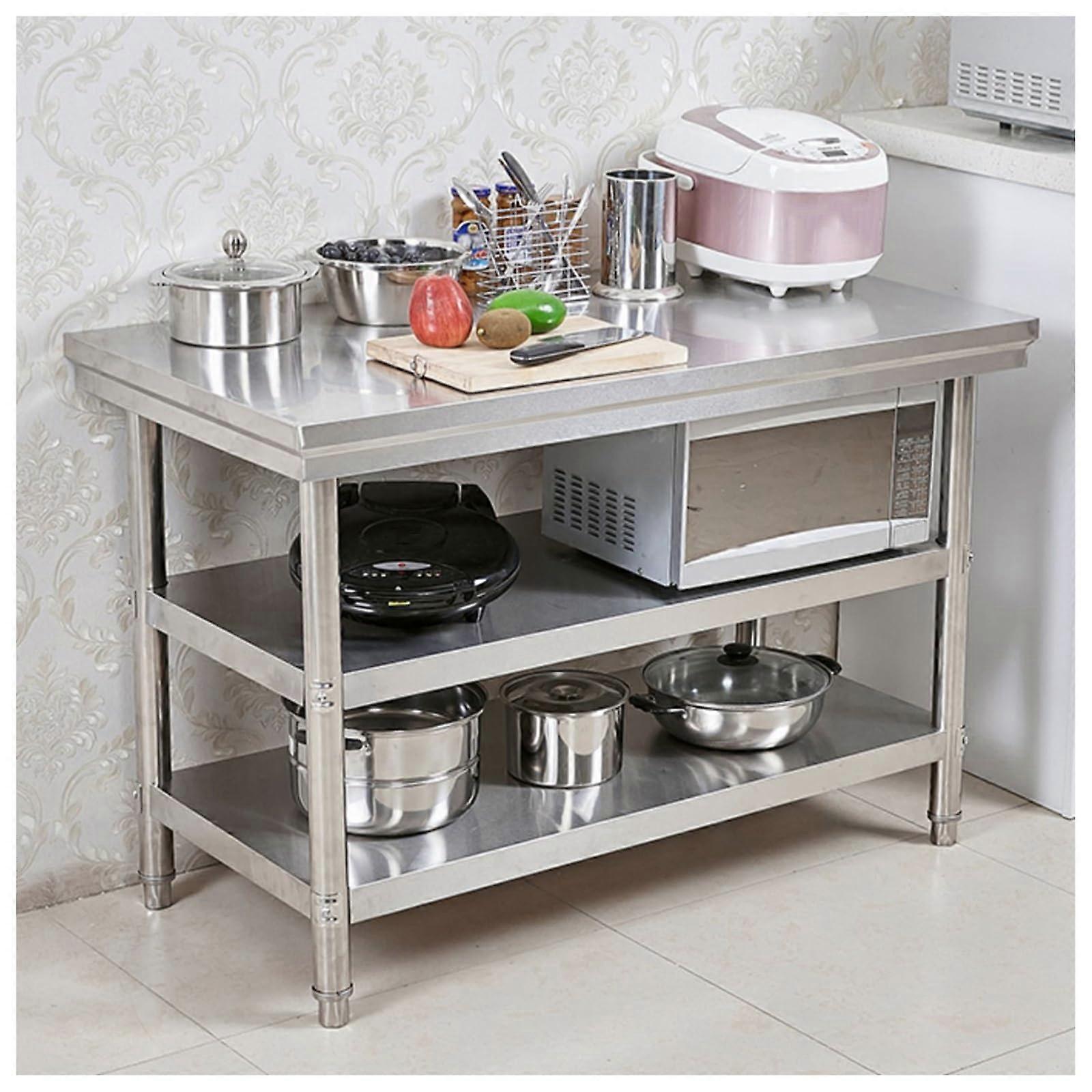 Triple Work Table Stainless Steel Triangle Structure Prep And Cutting Table One Colour 70x60x80cm Adjustable Legs