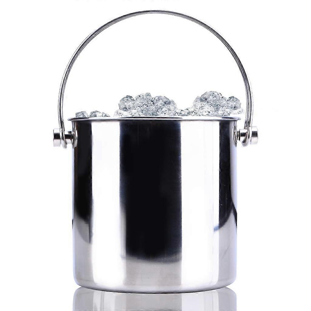 2.8 Liter Stainless Steel Ice Bucket With Ice Compartment, Double Layer, Dual Handle, Hotel Bar Champagne Ice Bucket