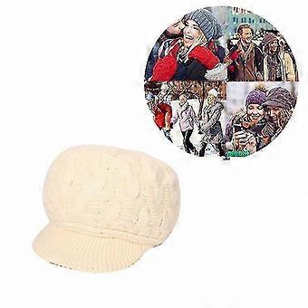 Winter Warm Knit Beret Hat for Women Beanie with Visor Cap Design