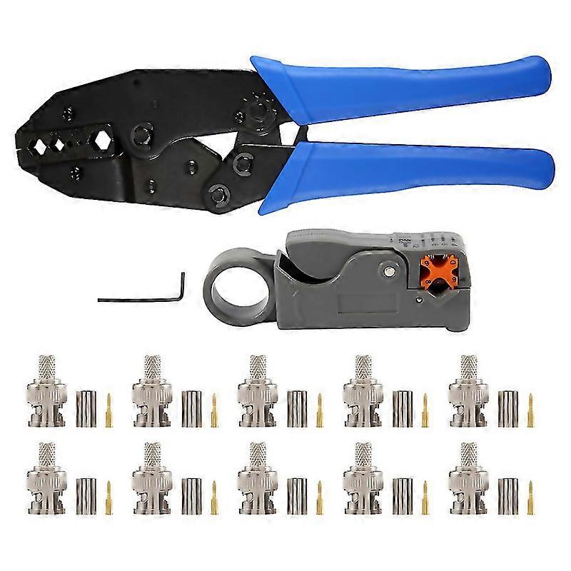 For 1set Coax Rfbnc Crimp Tools For Rg58 Rg59 Rg6 With 10pcs Bnc Plug Crimp Connector Set
