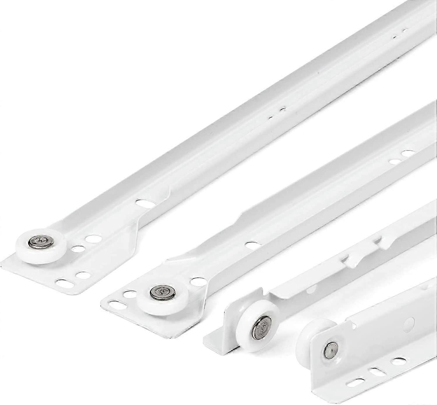 Drawer Slides 350mm - Set of 4 Sliding Drawer Rails, in White, Partial Extension Slide System - Easy Assembly Sliding Drawer Kit