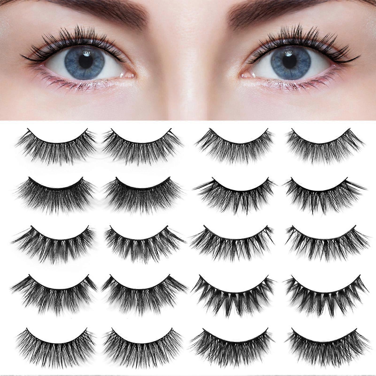 10 Pairs 3D Curly Soft Stem Reusable False Eyelashes Volume