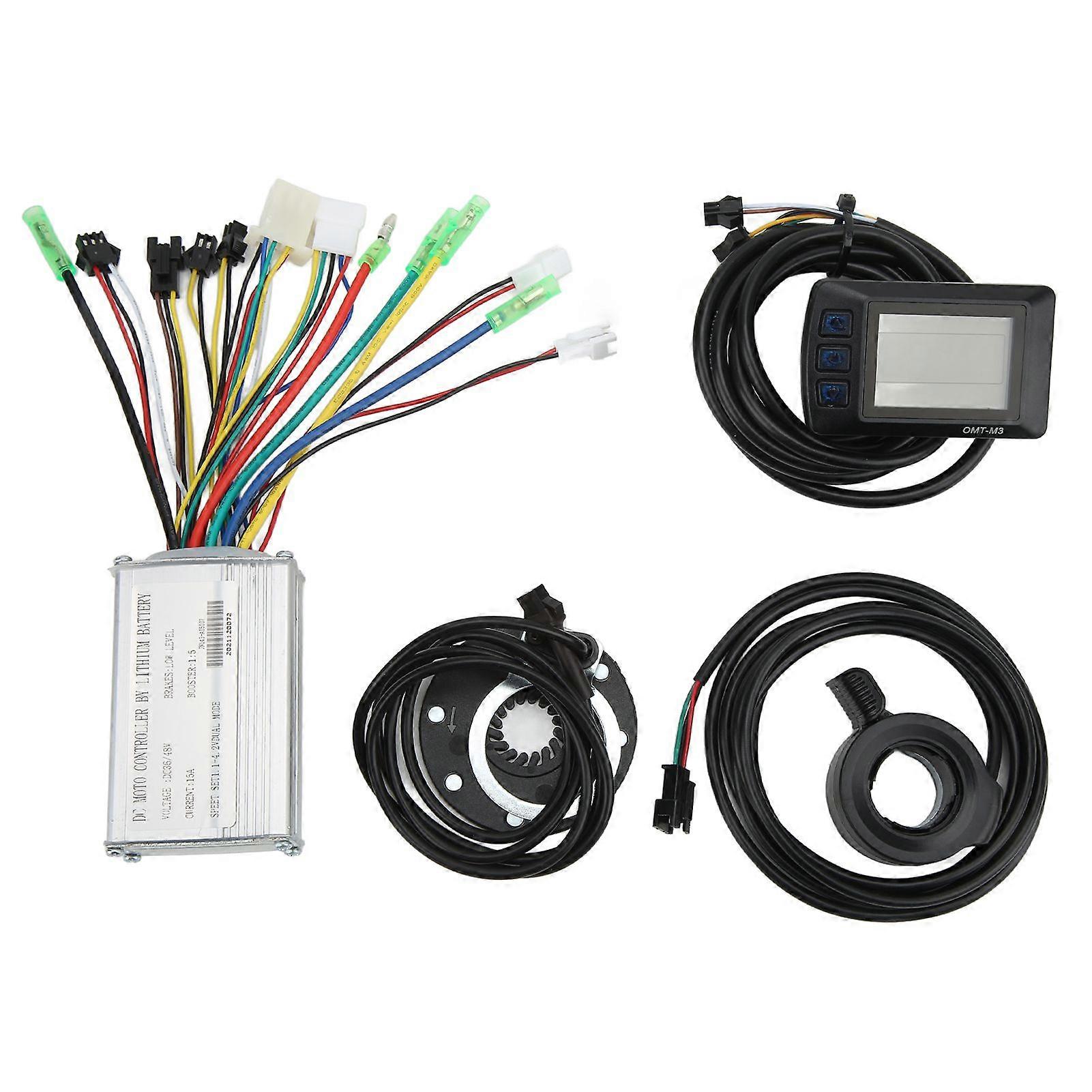 Electric Bike Motor Controller 15A Common Controller 36V 48V with OMTM3 Panel Thumb Throttle for 250W 350W Motor