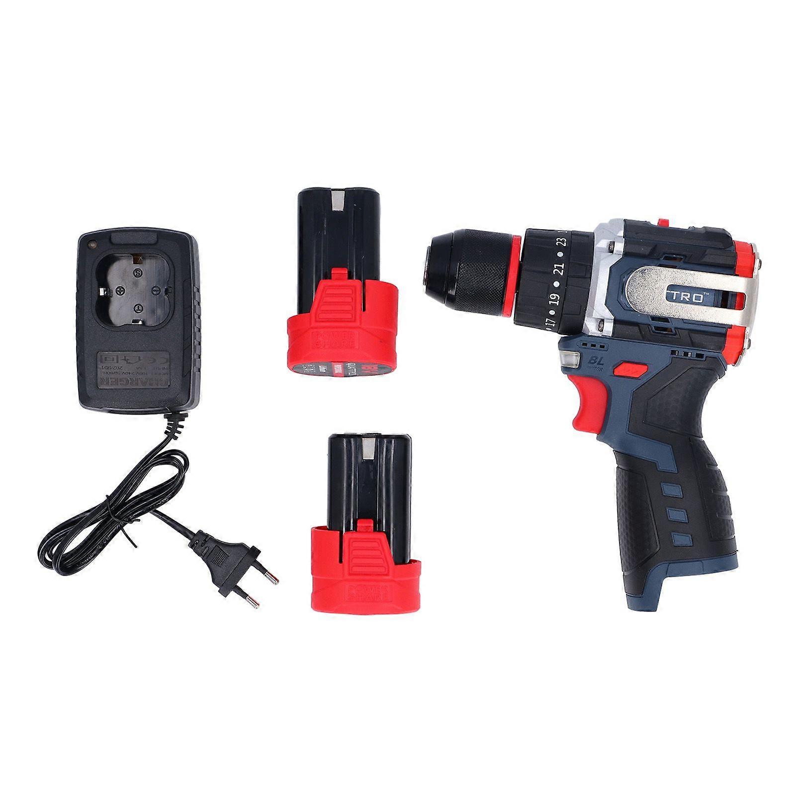 Lithium Electric Drill Rechargeable Cordless Brushless Handheld Portable Power Tool with Metal Ratchet Chuck 100240V EU Plug