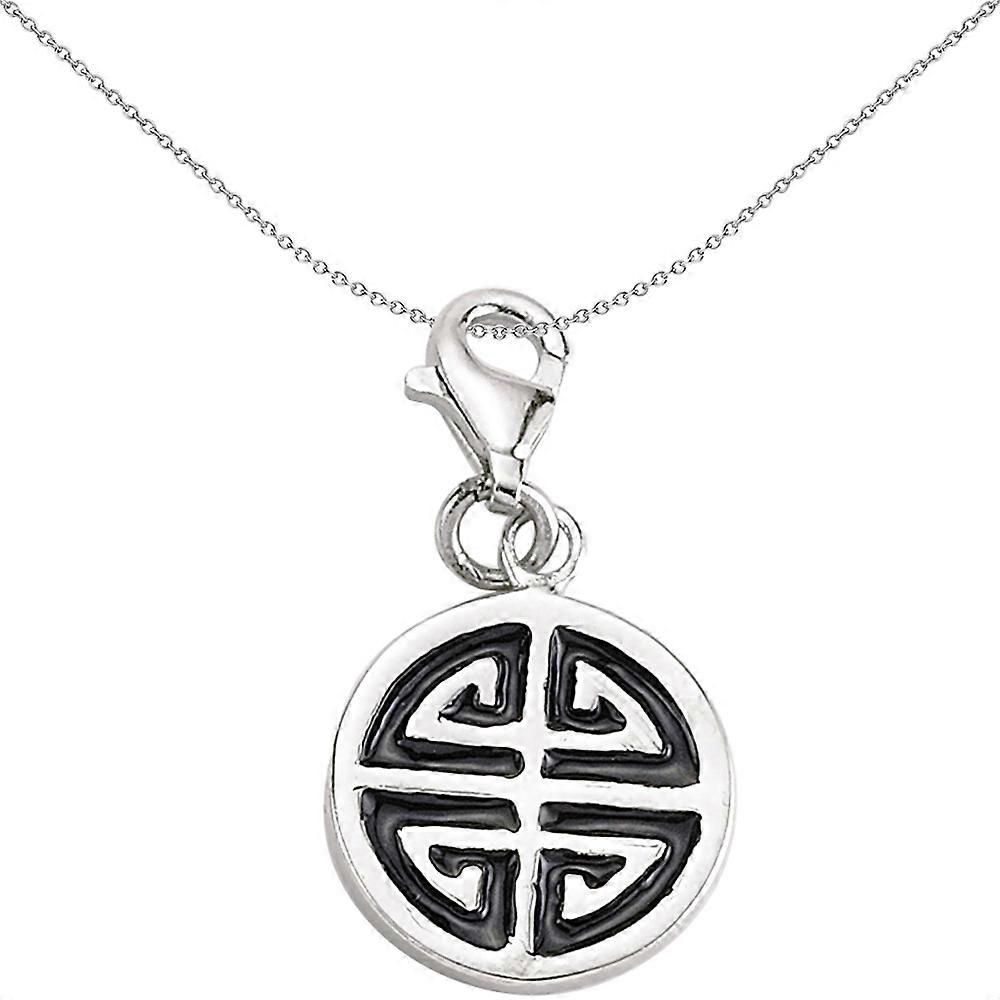 Jewelco London Unisex Sterling Silver Black Enamel Segment Spiral Lobster Clasp Link Charm