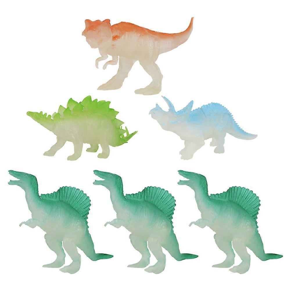 Luminous Dinosaur Model Toys Mini Simulation Dinosaur Models for Kids Playing 6Pcs
