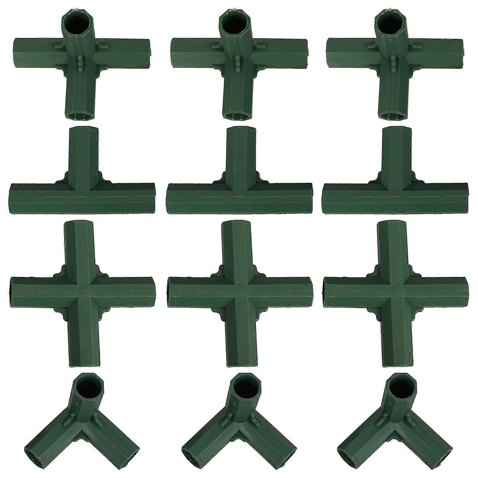 Garden Stakes Greenhouse Frame Building Connector Three-Way Plastic Pipe Bracket for Outdoor Gardening Stability Enhancement 12Set