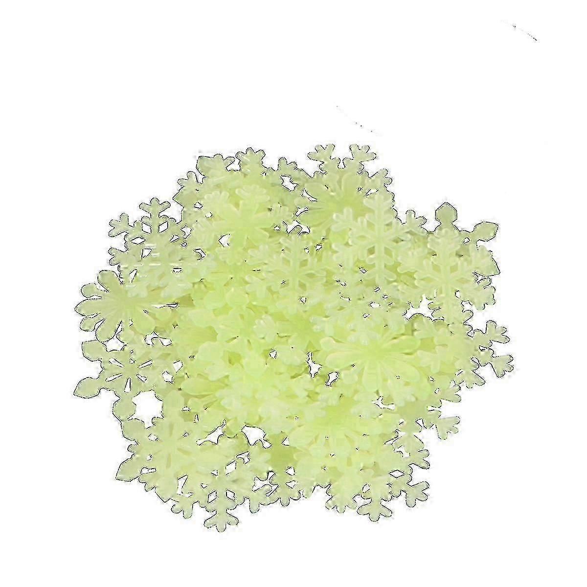 50PCS 3D Luminous Fluorescent Snowflake Wall Stickers Wall Stickers Decals Window Clings For Christmas Party Kids Room Home Decor Background Wall Deco
