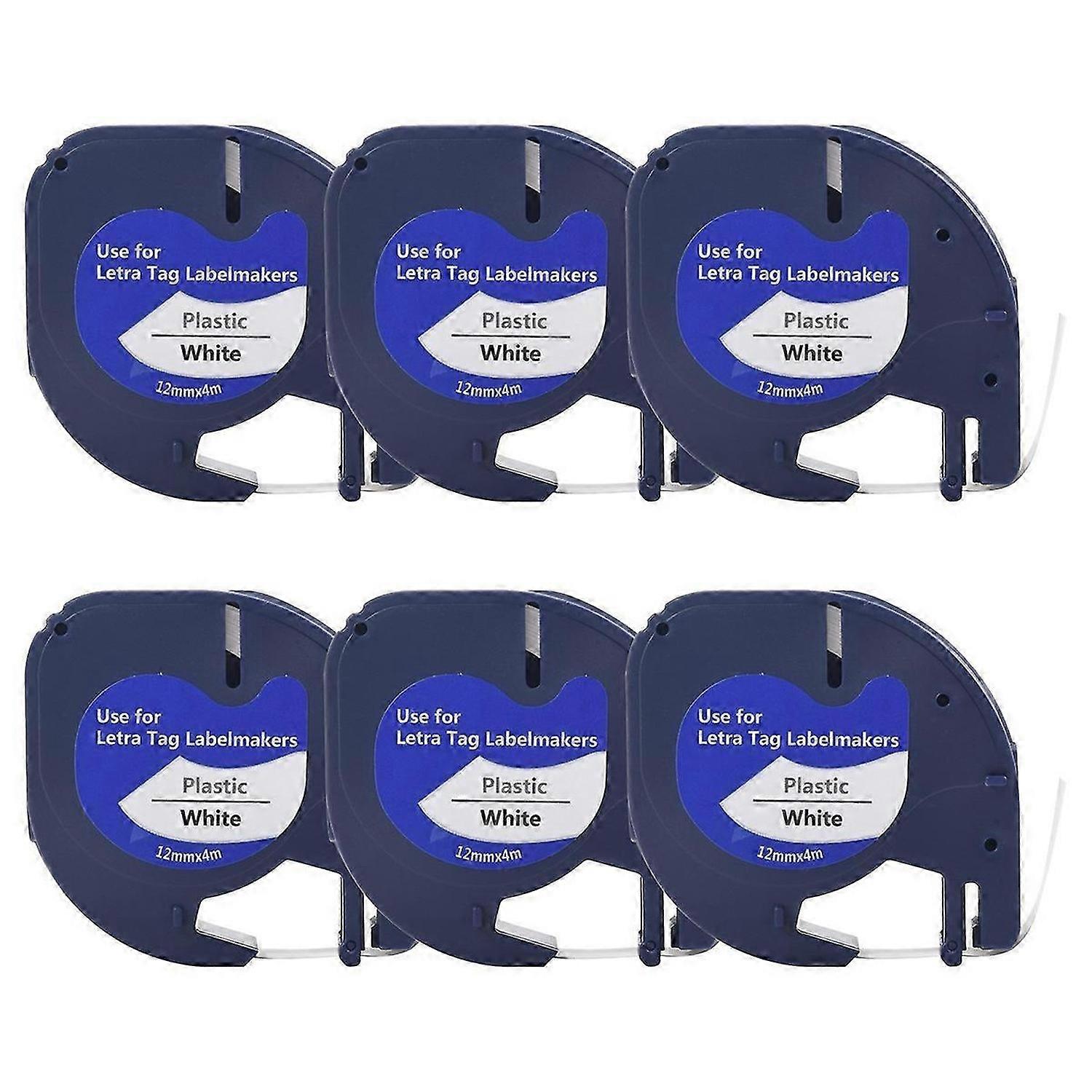 6Pcs LetraTag Refills Label Tapes Label Maker for 91331White 4M x 12mm Label Printer for Label Maker