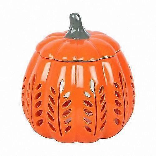 Pumpkin-Shaped Oil Burner with Leaf Cutout Design