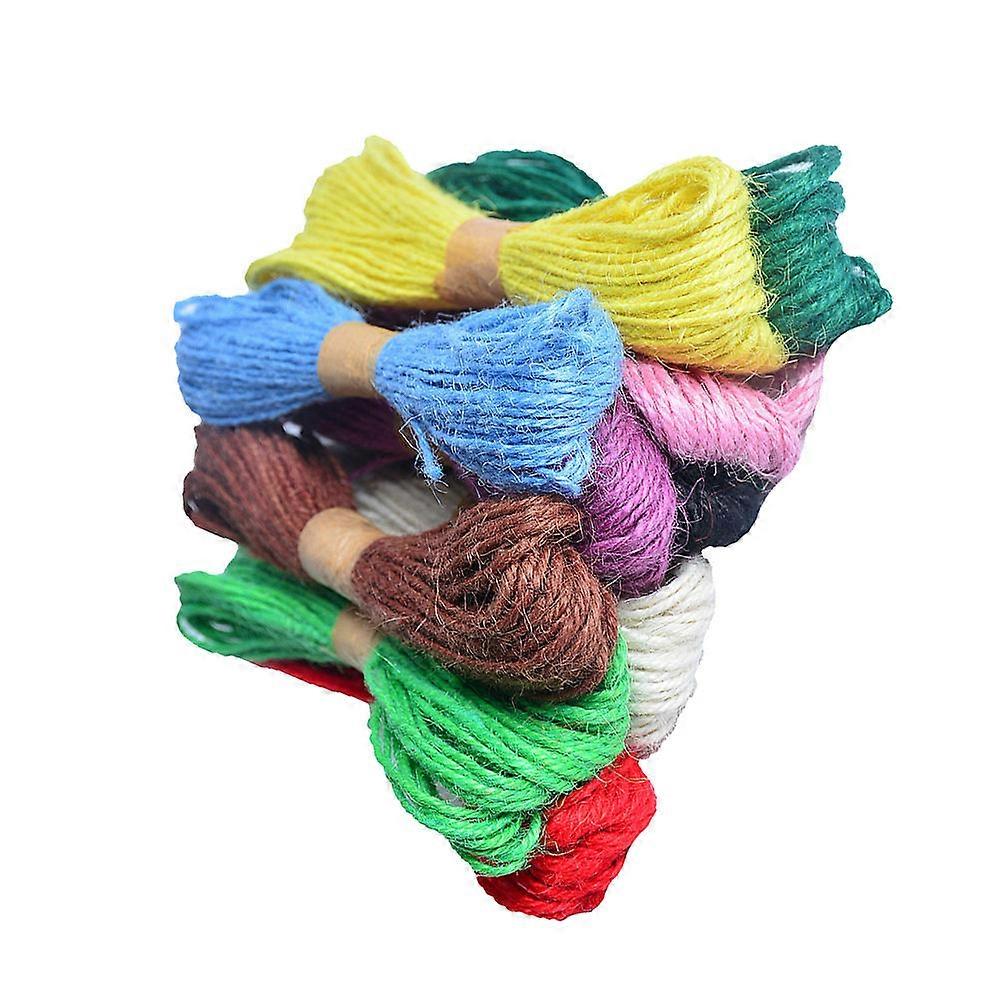 Hand Knitting Cord Jute Twine Rope for Craft Use 12 Rolls Colorful