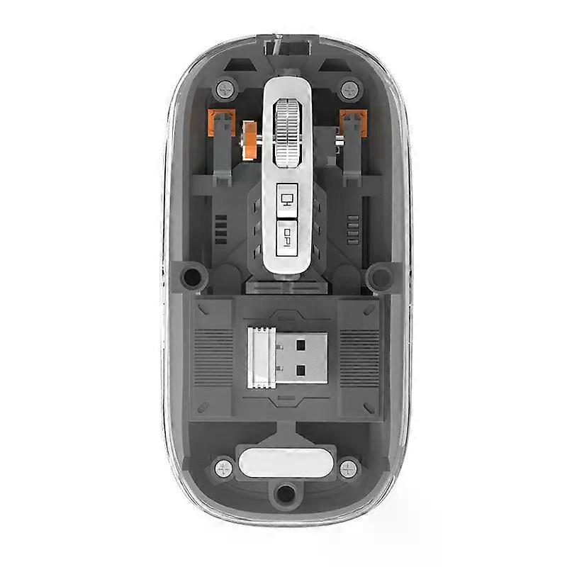 Transparent Wireless Mouse Dual Mode 2.4G Bluetooth-compatible Rechargeable Mouse Noiseless Cordless Computer Mice for PC Laptop