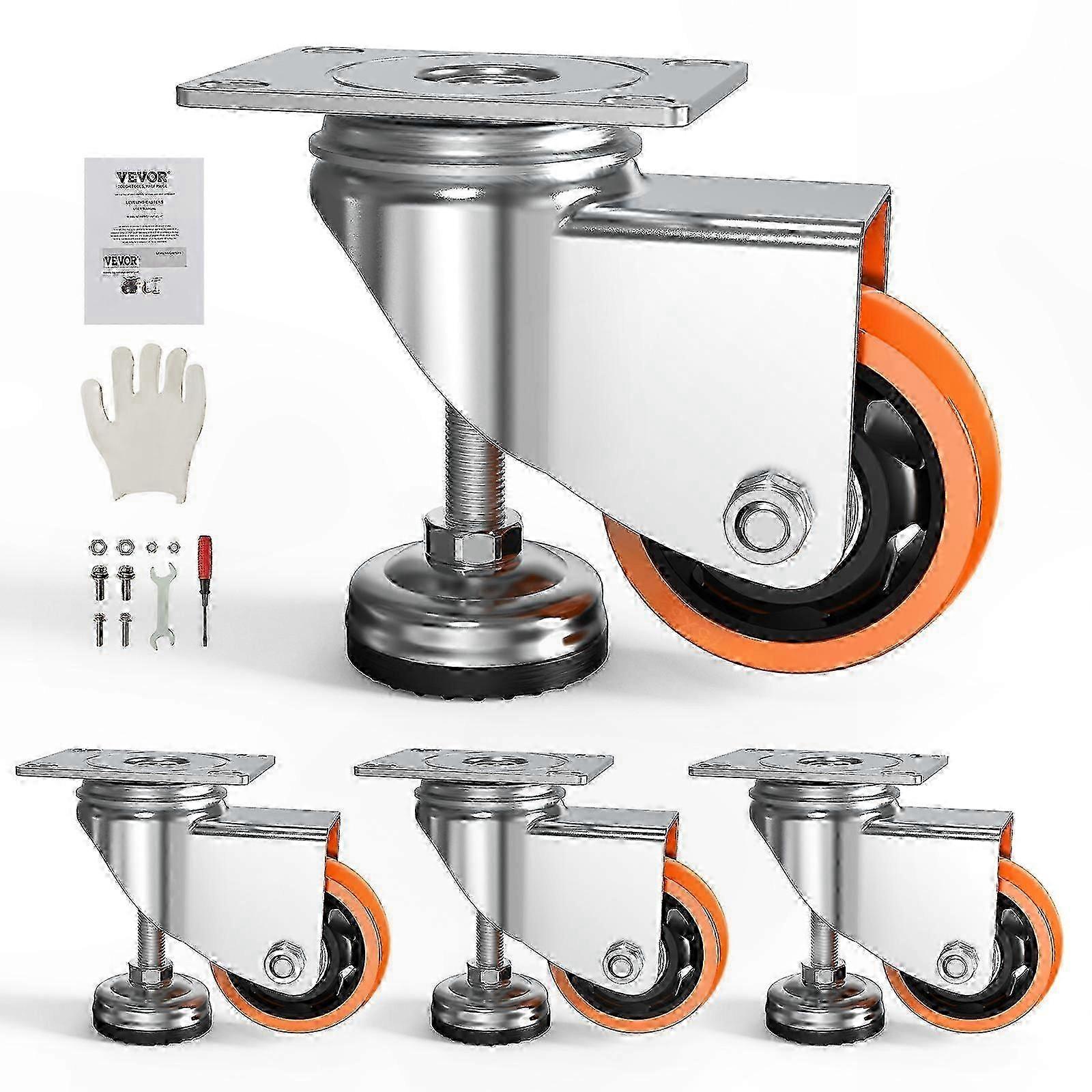 Heavy Duty Swivel Casters, 4-Pack, 720 lbs Capacity, 360 Degree Rotation, Durable Leveling Wheels for Workbenches and Machinery