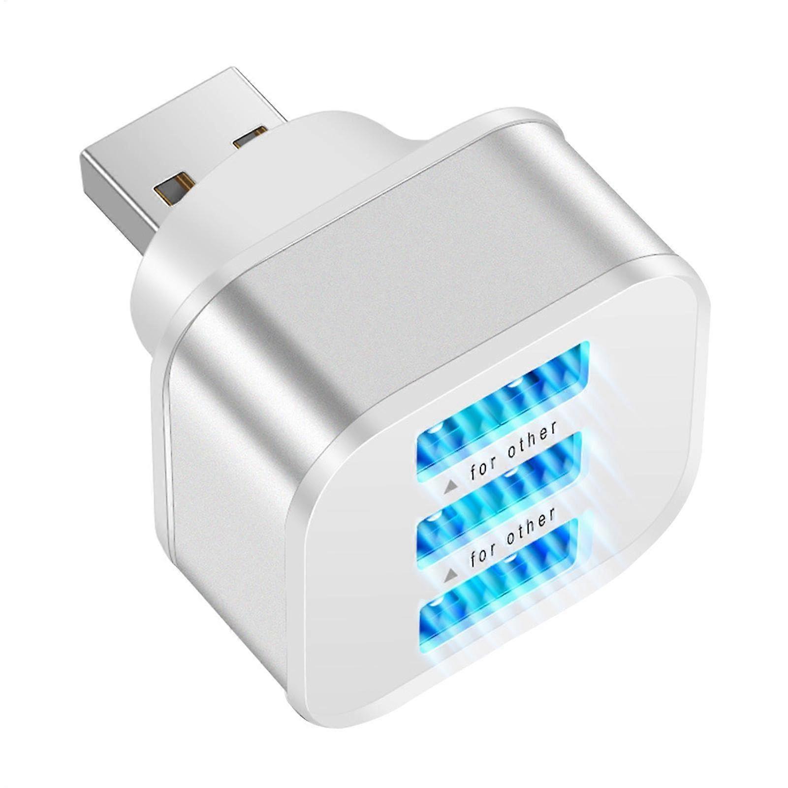 USB Splitter Laptop 3Port USB Hub For Efficient Charging And Easy Data Transfer, Silver, Home Or Office Use