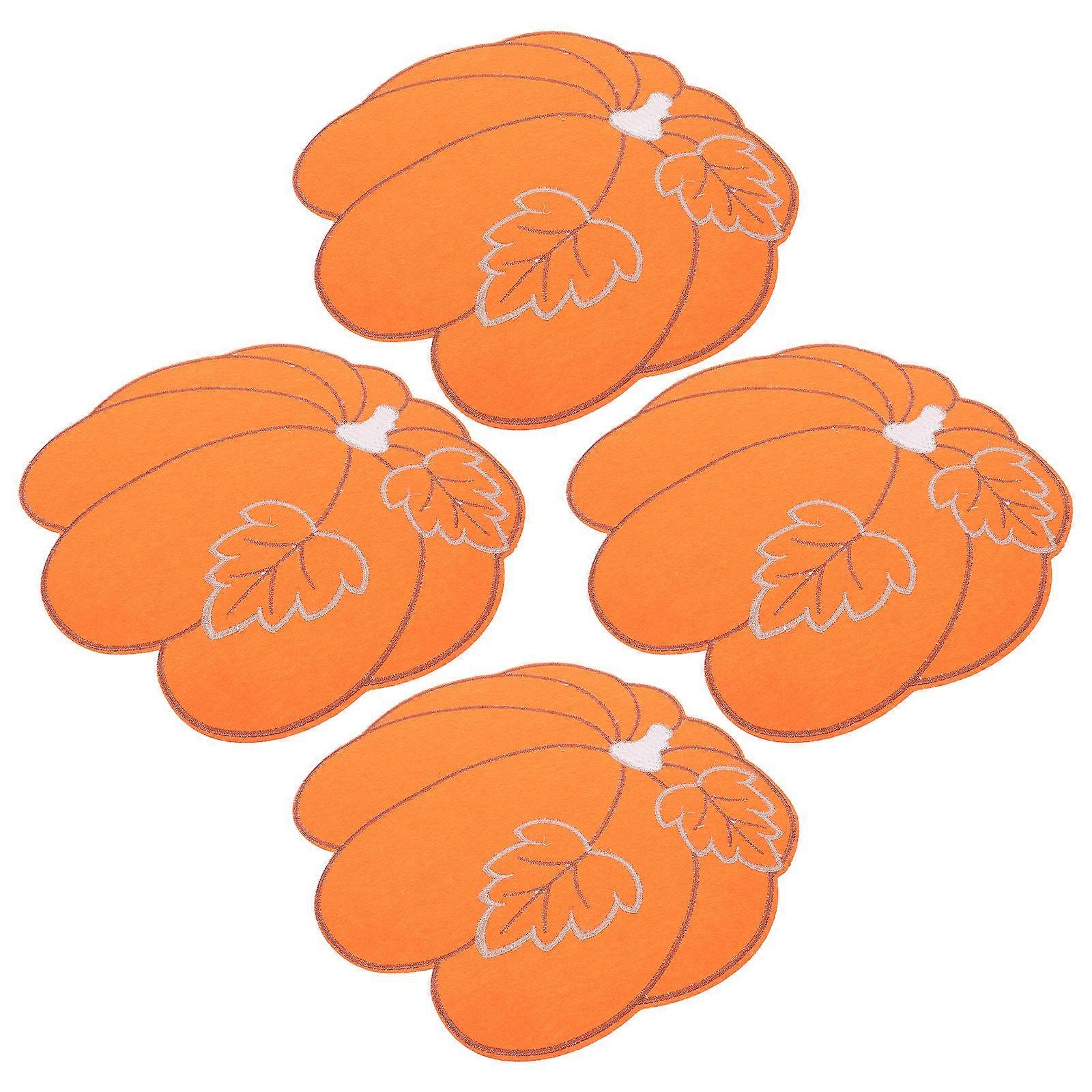 Orange Pumpkin Placemats Decorative for Dinner Table 8Pcs Polyester